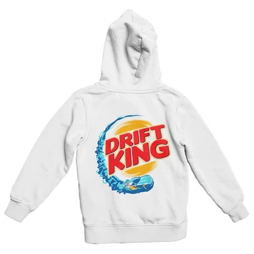 Drift King Zipper kapucnis pulóver (hátán nyomott) - Fehér
