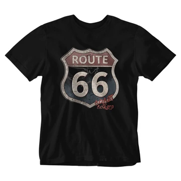 Vintage Route 66 férfi póló - Fekete