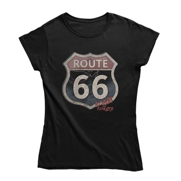 Vintage Route 66 női póló - Fekete