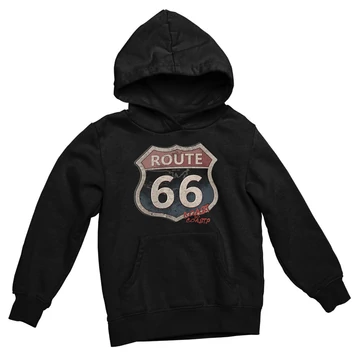 Vintage Route 66 kapucnis pulóver - Fekete