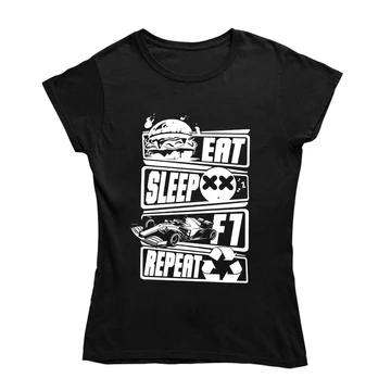Eat Sleep F1 Repeat női póló - Fekete