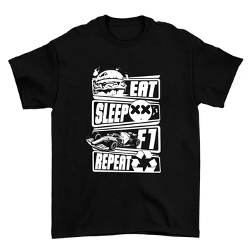 Eat Sleep F1 Repeat oversize póló - Fekete