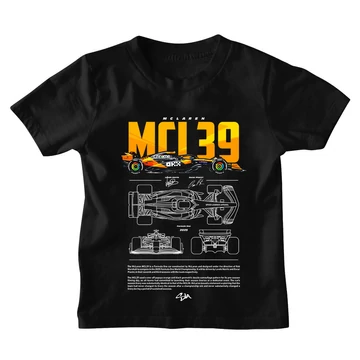 McLaren MCL39 gyerek póló - Fekete