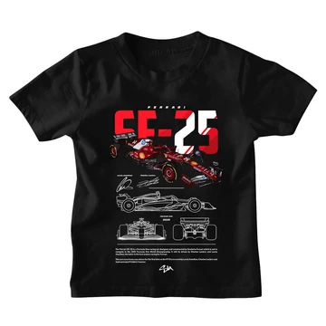Ferrari SF-25 gyerek póló - Fekete