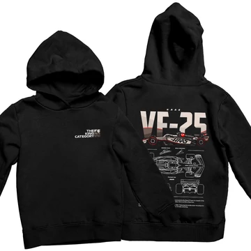 Haas VF-25 oversize kapucnis pulóver - Fekete (alap)