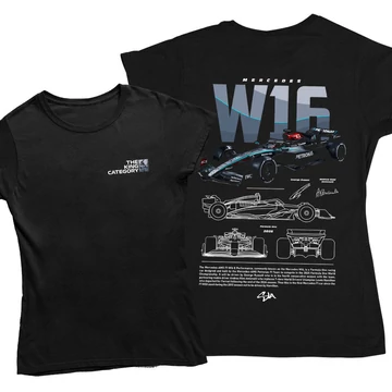 Mercedes W16 női póló - Fekete (alap)
