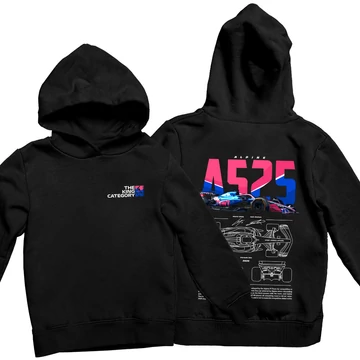 Alpine A525 oversize kapucnis pulóver - Fekete (alap)