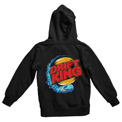 Drift King Zipper kapucnis pulóver (hátán nyomott) - Fekete