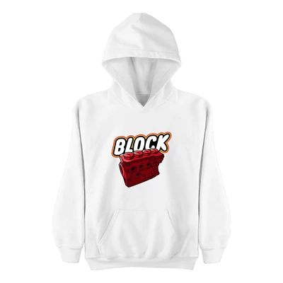 Block kapucnis gyerek pulóver - Fehér