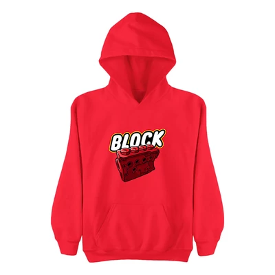 Block kapucnis gyerek pulóver - Piros