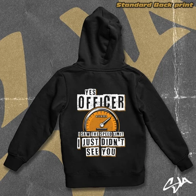 Yes officer contrast-hoodied sweatshirt or zipper hoodie - Standard back print