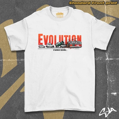 Evolution of MC DRÁJVÖRZ unisex oversized t-shirt - Standard front print