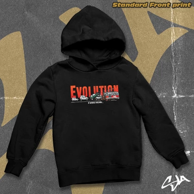 Evolution of MC DRÁJVÖRZ oversized hoodied sweatshirt - Standard front print