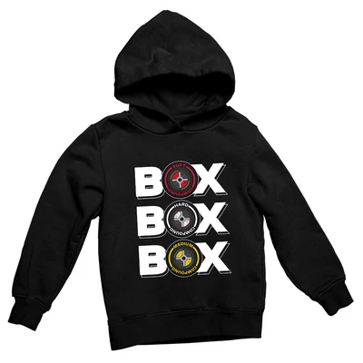 Box Box Box oversize kapucnis pulóver - Fekete