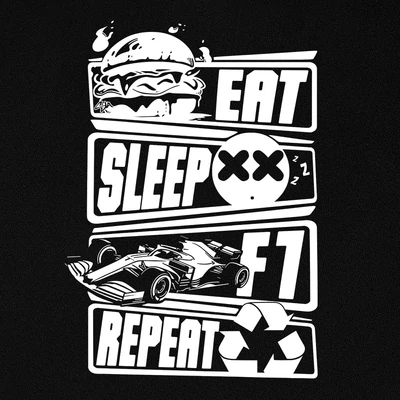 Eat Sleep F1 Repeat minta - Fekete