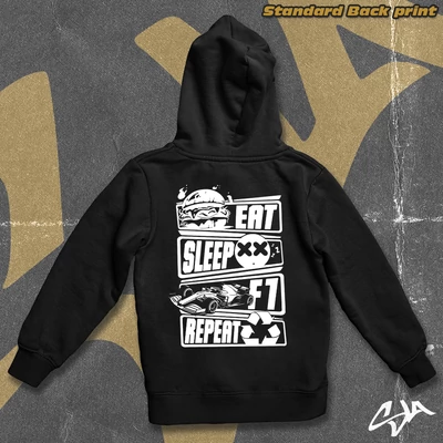 Eat Sleep F1 Repeat contrast-hoodied sweatshirt - Standard back print